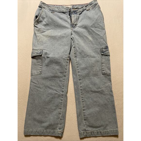 Vintage Y2K Tommy Hilfiger Crop Cargo Carpenter Jeans Women’s Size 12 Capri Pant - Picture 1 of 9